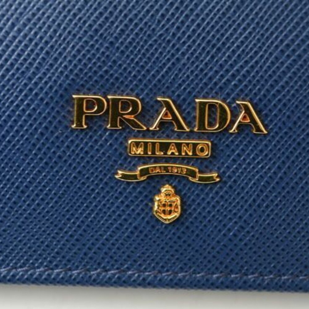 Prada Card Case Business Card Holder Saffiano Metal Bluette Blue 1 M0945 - Picture 7 of 7